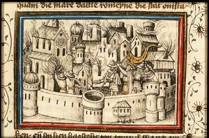 The Romans set fire to Jerusalem