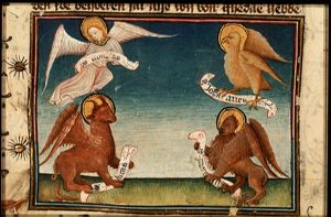 The symbols of the Evangelists St. Matthew, St. John, St. Luke and St. Mark
