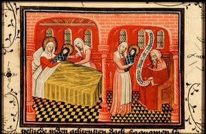 The birth of St. John the Baptist; Zacharias writes John's name