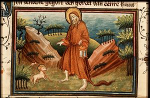 St. John the Baptist holding a lantern, the Lamb of God (Agnus Dei) at his feet