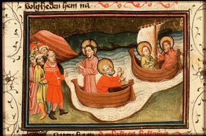 The calling of the apostles; Christ preaches from St. Peter's boat
