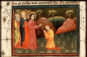 Christ urges a rich young man to seek perfection
