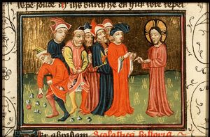 Christ preaches in Nazareth; the Jews outside are desirous to stone him