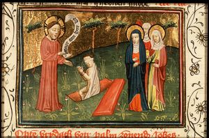 Raising of Lazarus: Christ raises Lazarus in the presence of his two sisters