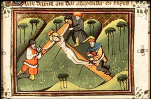 The Crucifixion: Christ is nailed to the cross