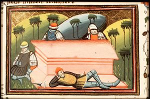 Soldiers guard the tomb of Christ
