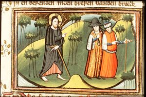 The journey to Emmaus: Christ and the two pilgrims on their way