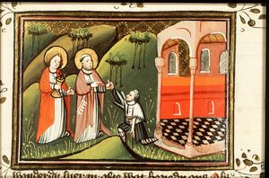St. Peter and St. John heal a lame beggar at the Beautiful Gate of the temple