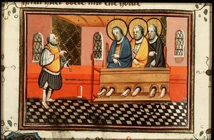 St. Paul, St. Timothy of Ephesus and Silas are put in the stocks at Philippi