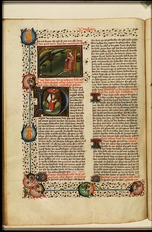 God enthroned in heaven with the river of life and the tree of life