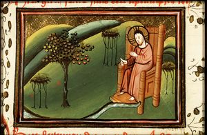 God enthroned in heaven with the river of life and the tree of life