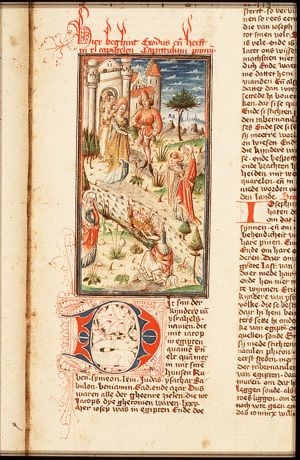 Moses is exposed in his basket and found by the daughter of Pharaoh