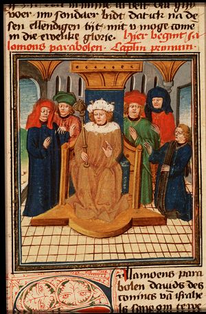 Solomon enthroned among his counsellors