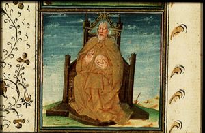 The Creation: God on his throne resting on the seventh day