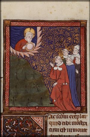 God the Father appearing to two kings, two bishops and a monk