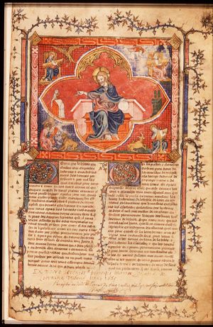 Majestas Domini: Christ enthroned with the four Evangelists and their symbols