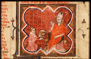 Petrus Comestor presents his book to Archbishop Guillaume of Sens