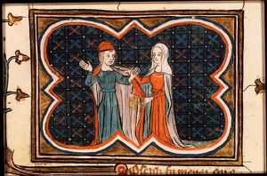 Joseph and Potiphar's wife: Joseph escapes, leaving his cloak behind
