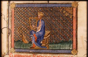 David playing the harp