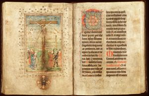 The Crucifixion, with Mary and St. John, the two malefactors, Longinus piercing Christ's side with a lance, the confessing centurion and soldiers