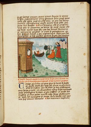 Danae in the bronze tower; Danae and Perseus at sea; Danae and Perseus received by Polydectes, king of Seriphus