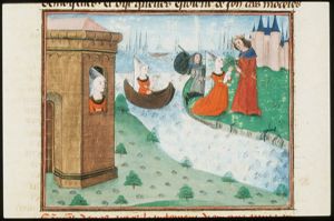 Danae in the bronze tower; Danae and Perseus at sea; Danae and Perseus received by Polydectes, king of Seriphus