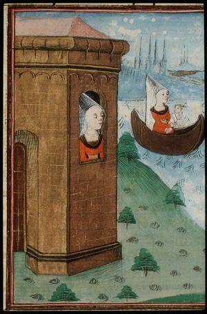 Danae in the bronze tower; Danae and Perseus at sea; Danae and Perseus received by Polydectes, king of Seriphus