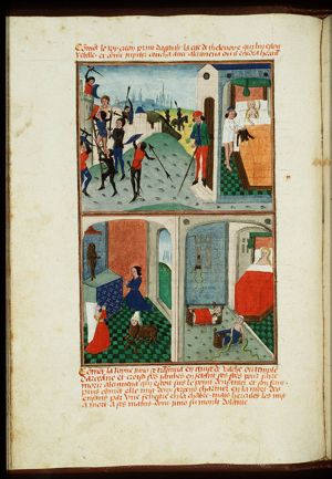 Amphitryon being absent at the wars, Jupiter comes to Alcmene in his guise