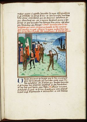 The marriage of Hercules and Deianira; Hercules journeying with Deianira; Deianira receives the poison from Nessus; Hercules kills Nessus