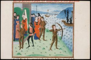 The marriage of Hercules and Deianira; Hercules journeying with Deianira; Deianira receives the poison from Nessus; Hercules kills Nessus