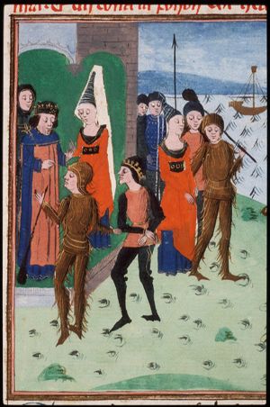 The marriage of Hercules and Deianira; Hercules journeying with Deianira; Deianira receives the poison from Nessus; Hercules kills Nessus