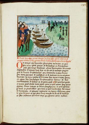 Hercules goes to Spain to secure the cattle of Geryon