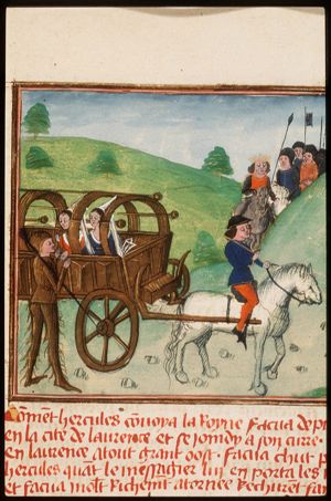Queen Facua's triumph; King Famis on his way to Laurentum; Hercules and queen Facua in Laurentum