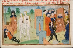 The judgement of Paris; Paris before Priam and his nobles