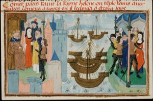 Paris sets from Troy; the abduction of Helen