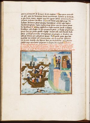 Menelaus with Castor and Pollux; the Greeks on their way to Troy