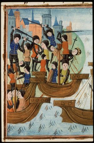 Achilles and Telephus kill Teuthras, king of Mysia; Agamemnon assembles his army commanders
