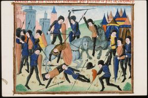 Pyrrhus, the son of Achilles, kills Penthesilea
