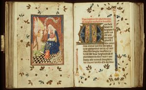 The Annunciation: Gabriel announces Christ's birth to Mary
