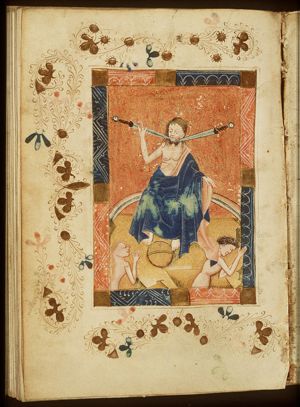 The Last Judgement: Christ on a rainbow raises the dead
