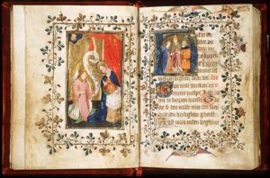 The Annunciation: Gabriel announces Christ's birth to Mary