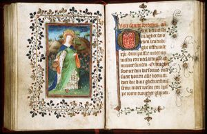 St. Dorothea of Caesarea holding a palm and a basket with roses