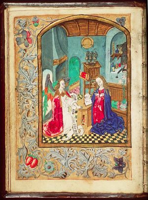 The Annunciation: Gabriel announces Christ's birth to Mary