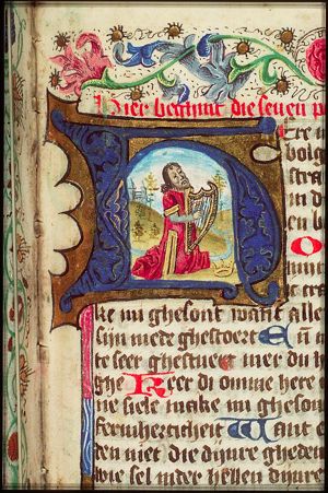 David playing harp