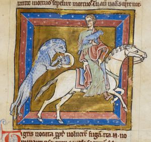 Tigris (Tiger), distracted by a mirror, is robbed from its young by a hunter on horseback