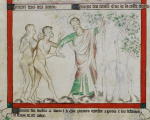God warns Adam and Eve not to eat from the tree of knowledge of good and evil