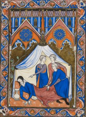 The drunken Noah covered by his sons