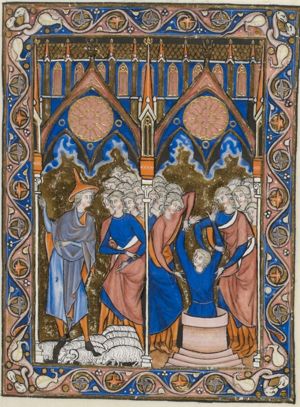 Joseph’s brothers see him approach; they lower him into a well