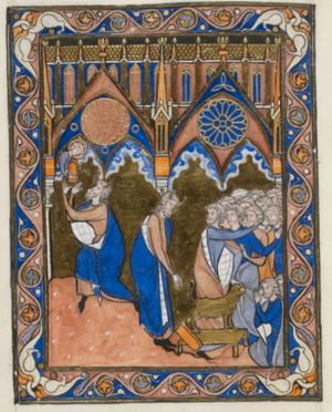 Moses receives the Law; the Golden Calf
