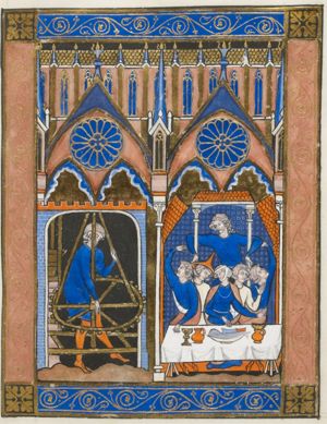 Samson in prison; he destroys the temple of Dagon